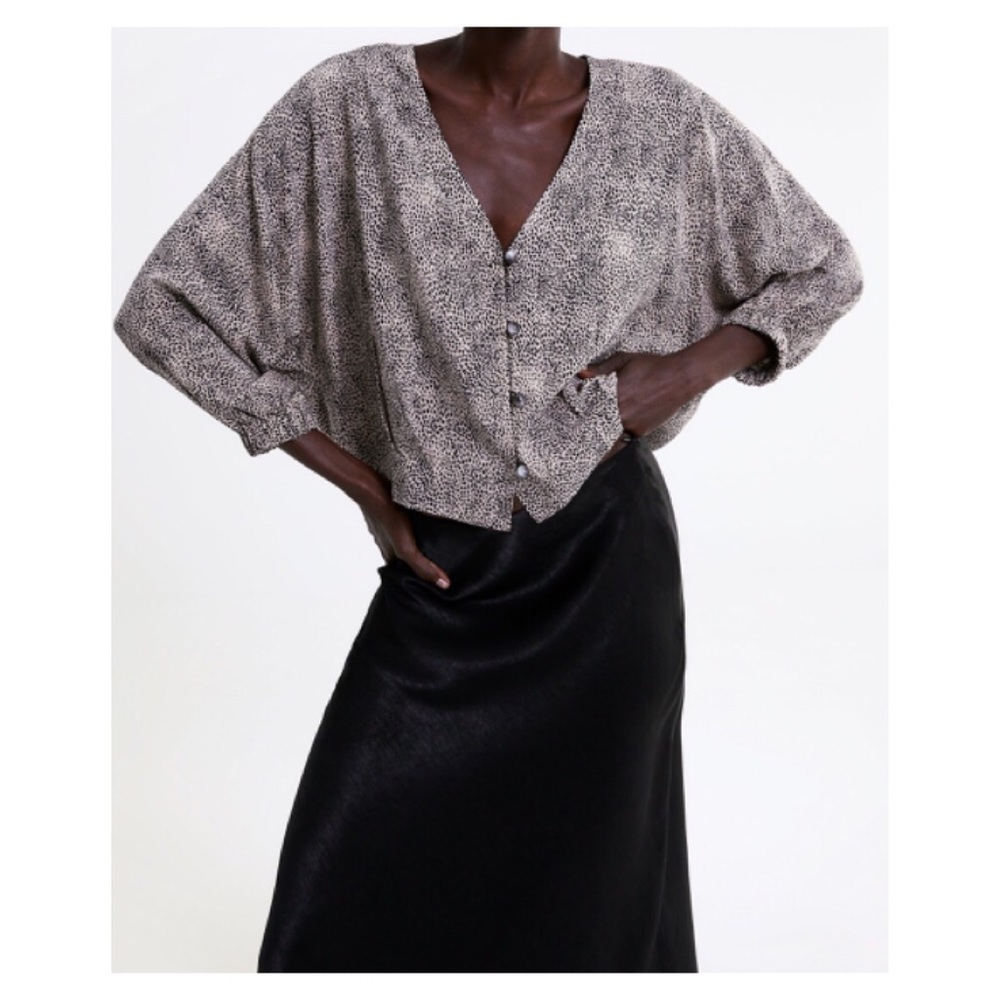 Zara Printed Blouse with Buttons